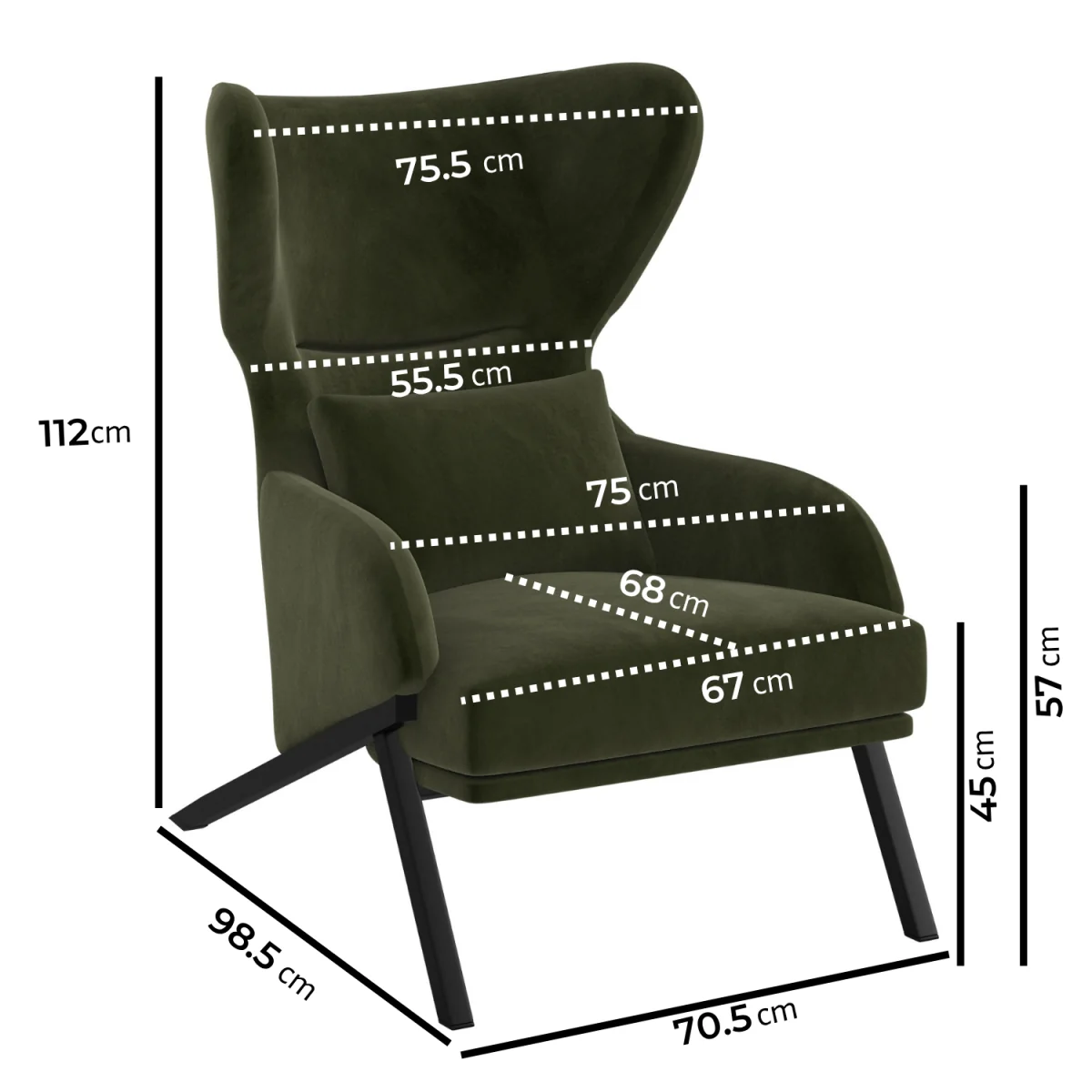 Dark Green Velvet Wingback Accent Chair - Clarence – image 7