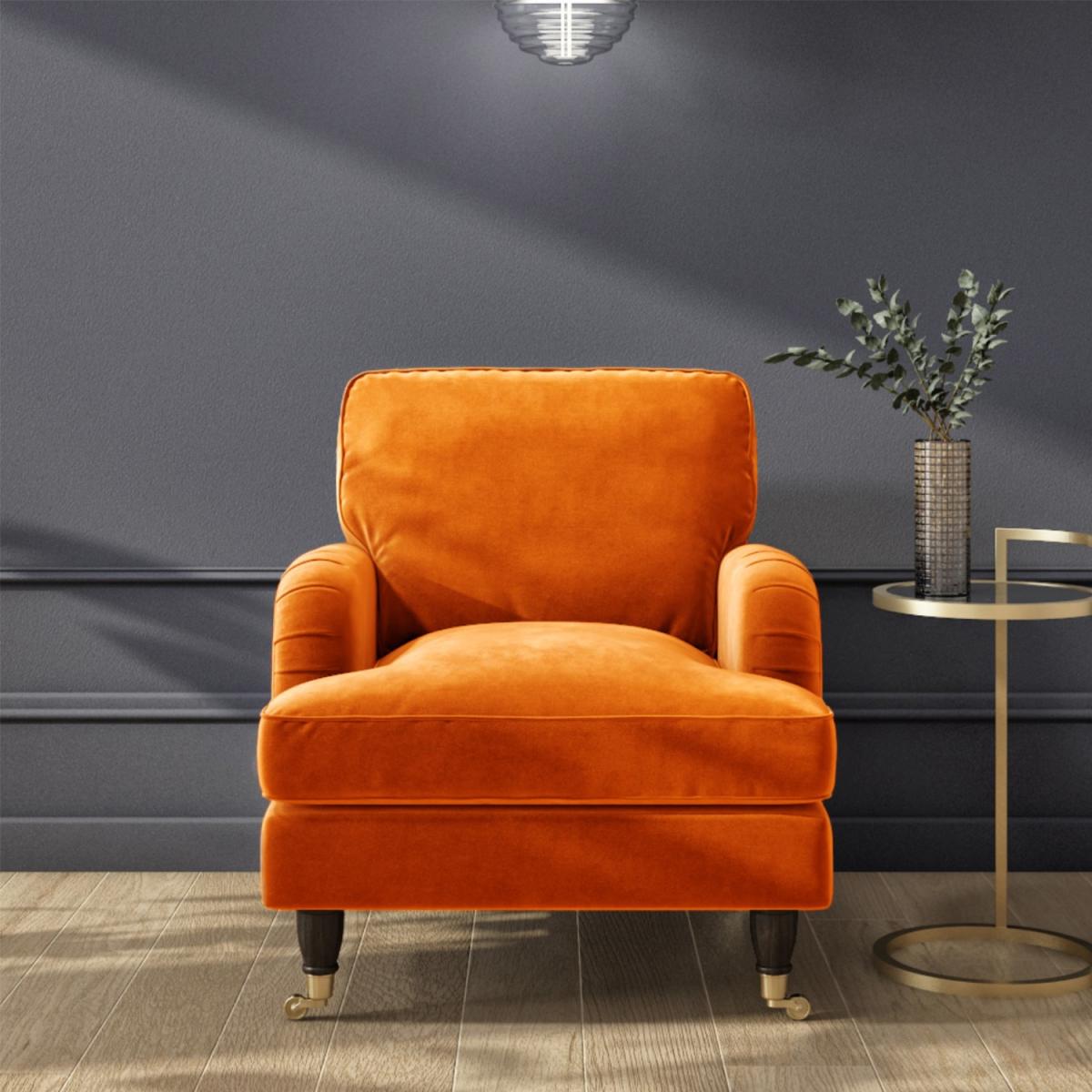 Opulence Orange Velvet Armchair - Payton – image 1