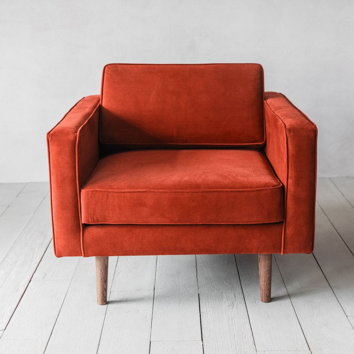 Oscar Burnt Orange Velvet Armchair – image 1