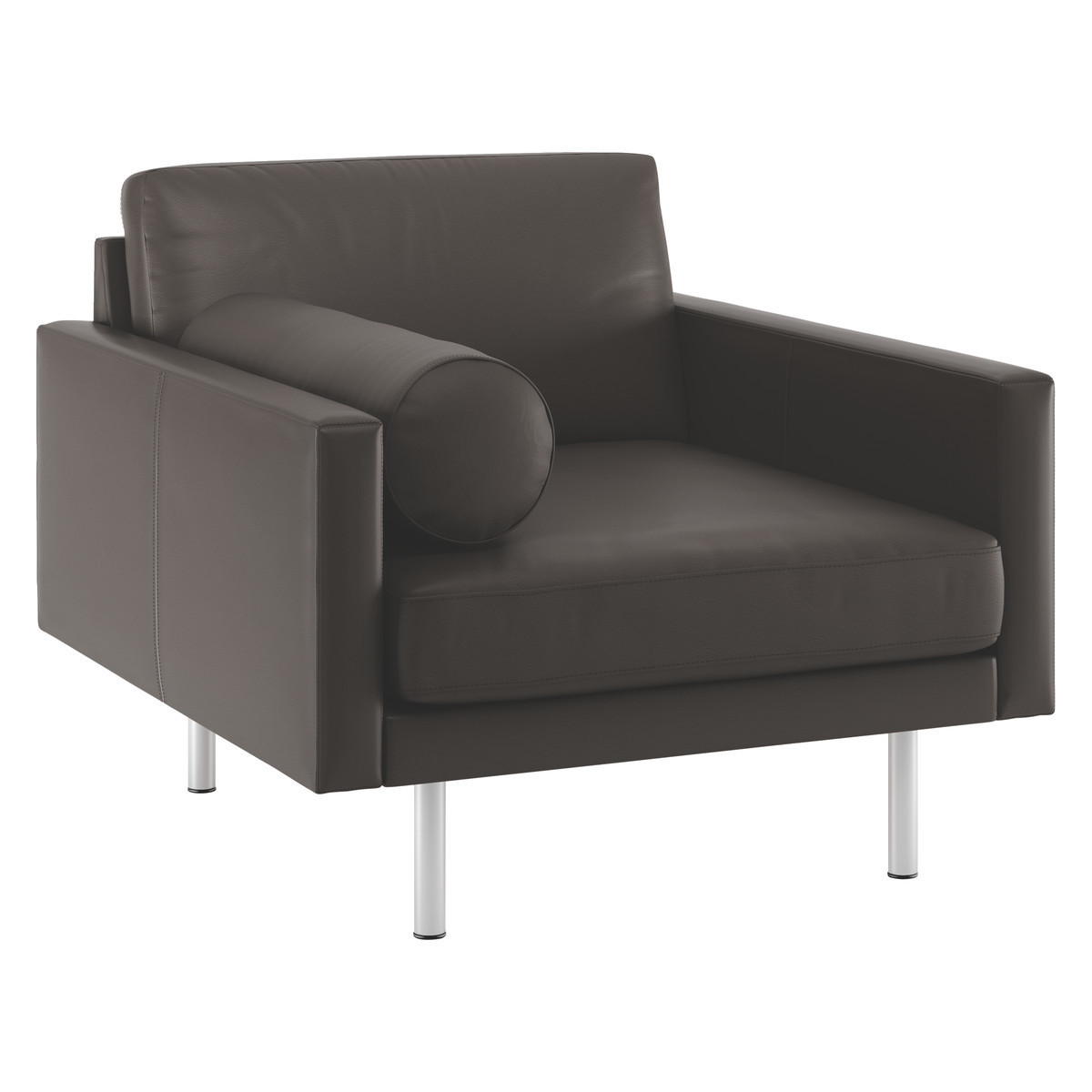 Spencer Brown Leather Armchair, Metal Legs, Brown – image 3