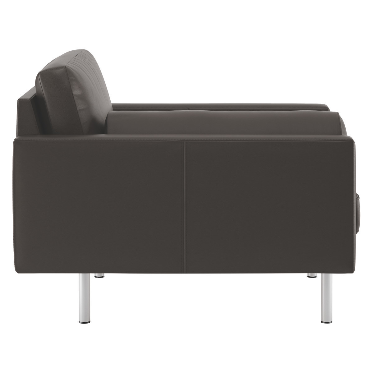 Spencer Brown Leather Armchair, Metal Legs, Brown – image 4