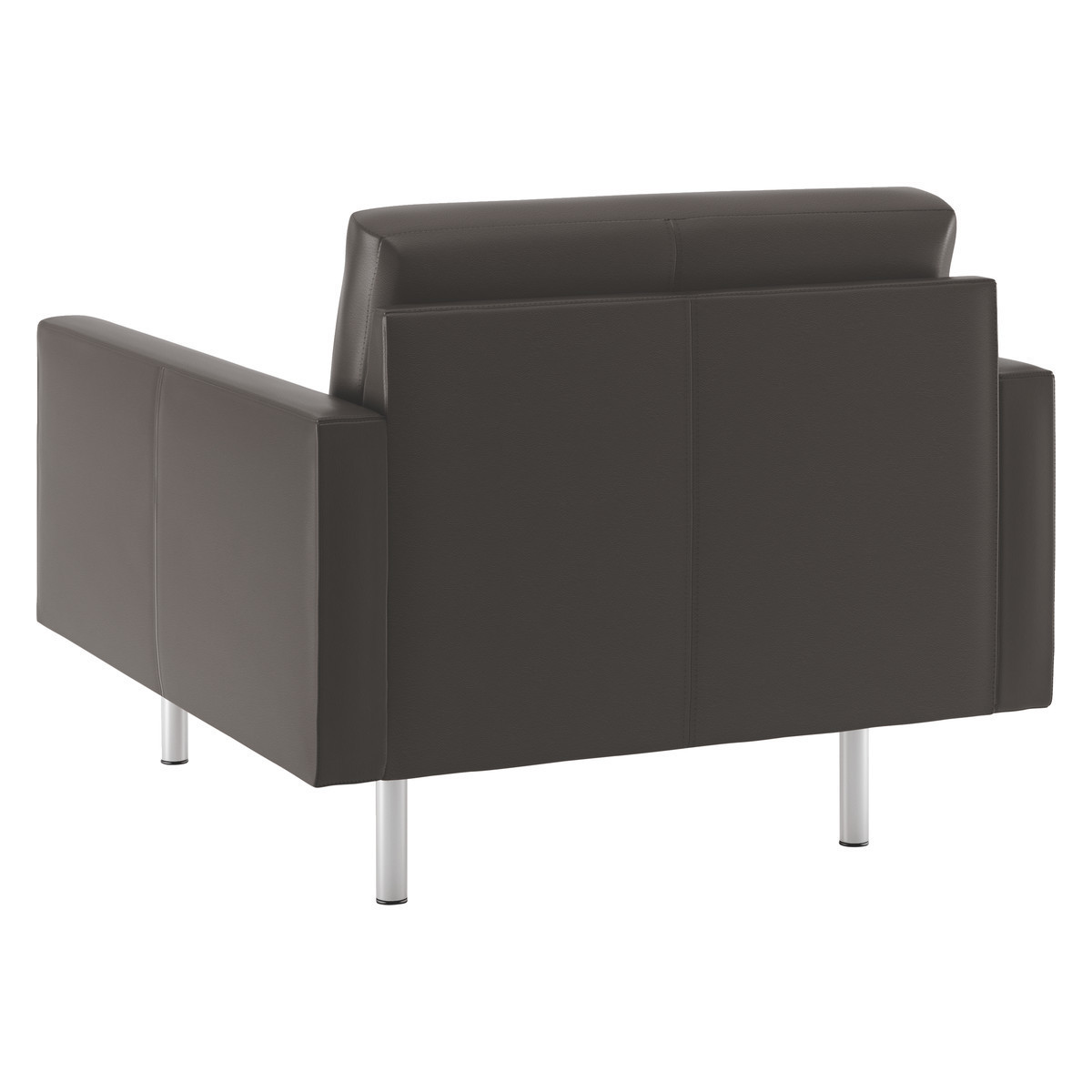 Spencer Brown Leather Armchair, Metal Legs, Brown – image 5