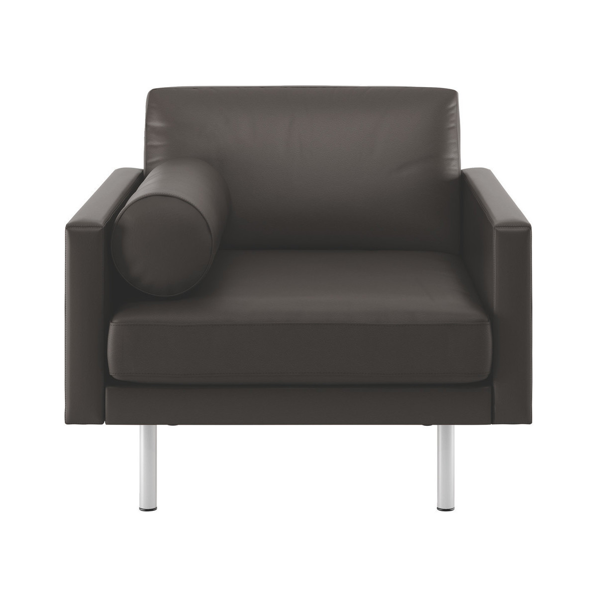 Spencer Brown Leather Armchair, Metal Legs, Brown – image 1