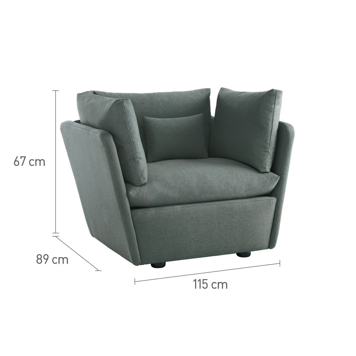Kasha Grey Acor FaBric Armchair, Grey – image 8