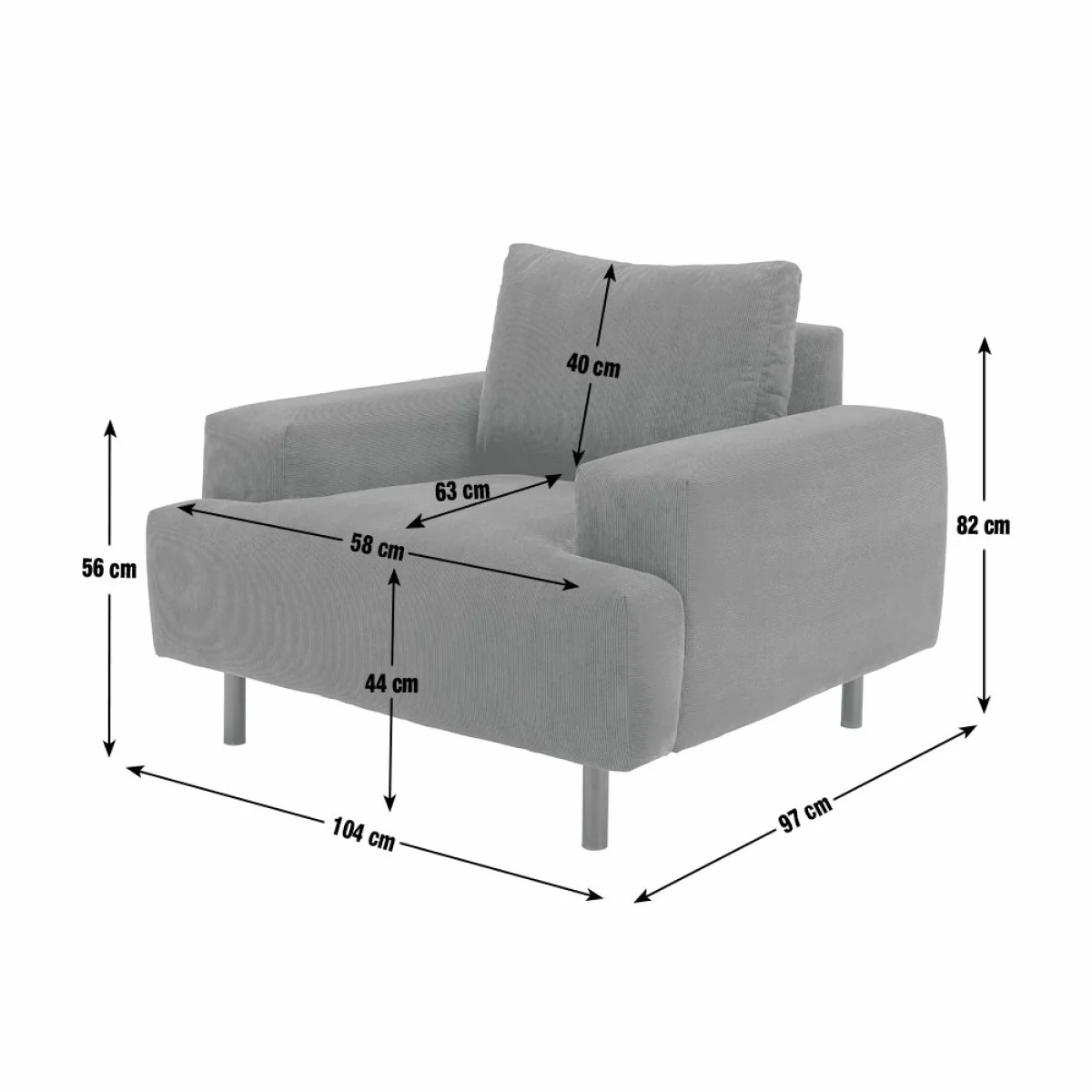 Habitat Julien Fabric Armchair - Charcoal – image 7