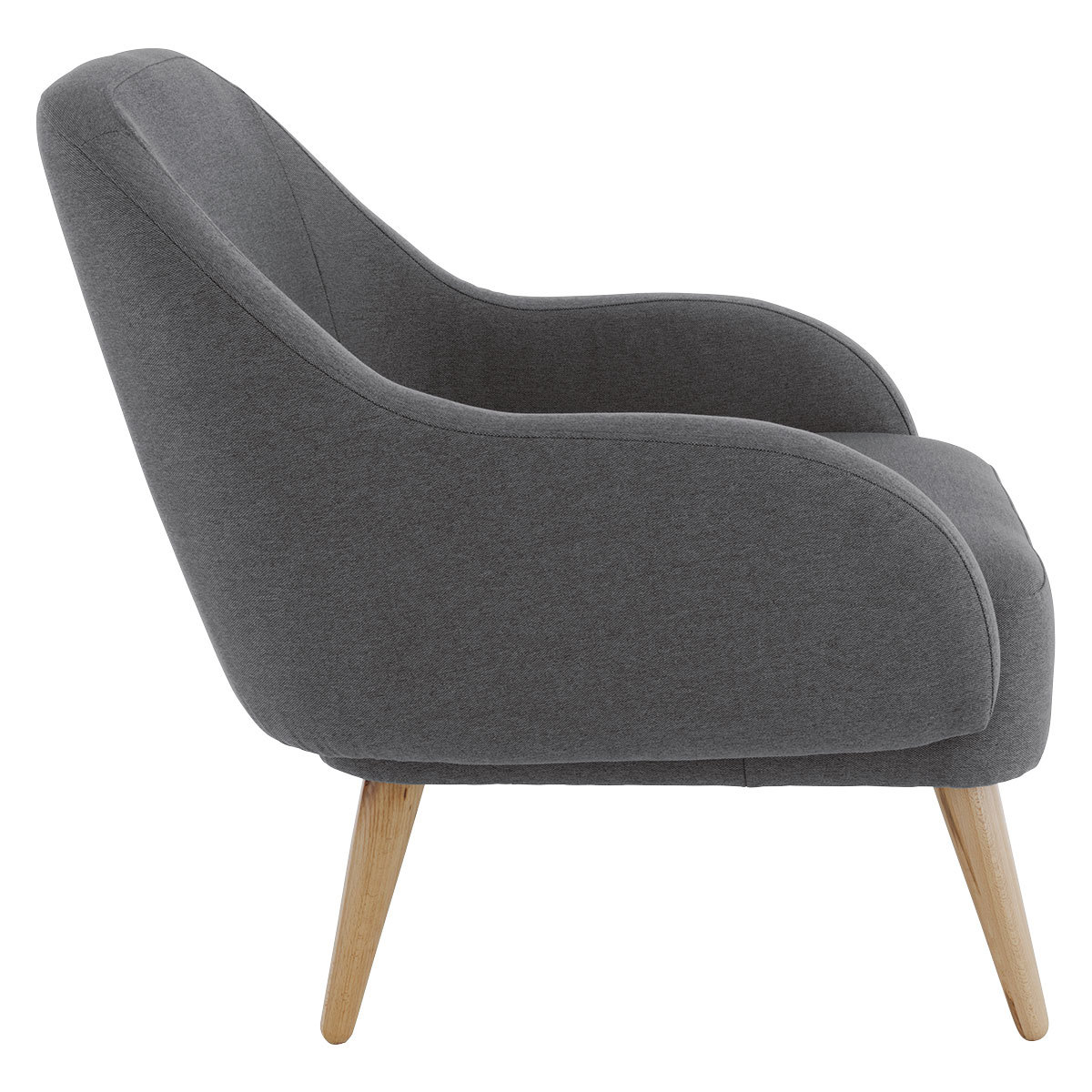 Momo Charcoal Grey FaBric Armchair With Wooden Legs, Charcoal – image 3