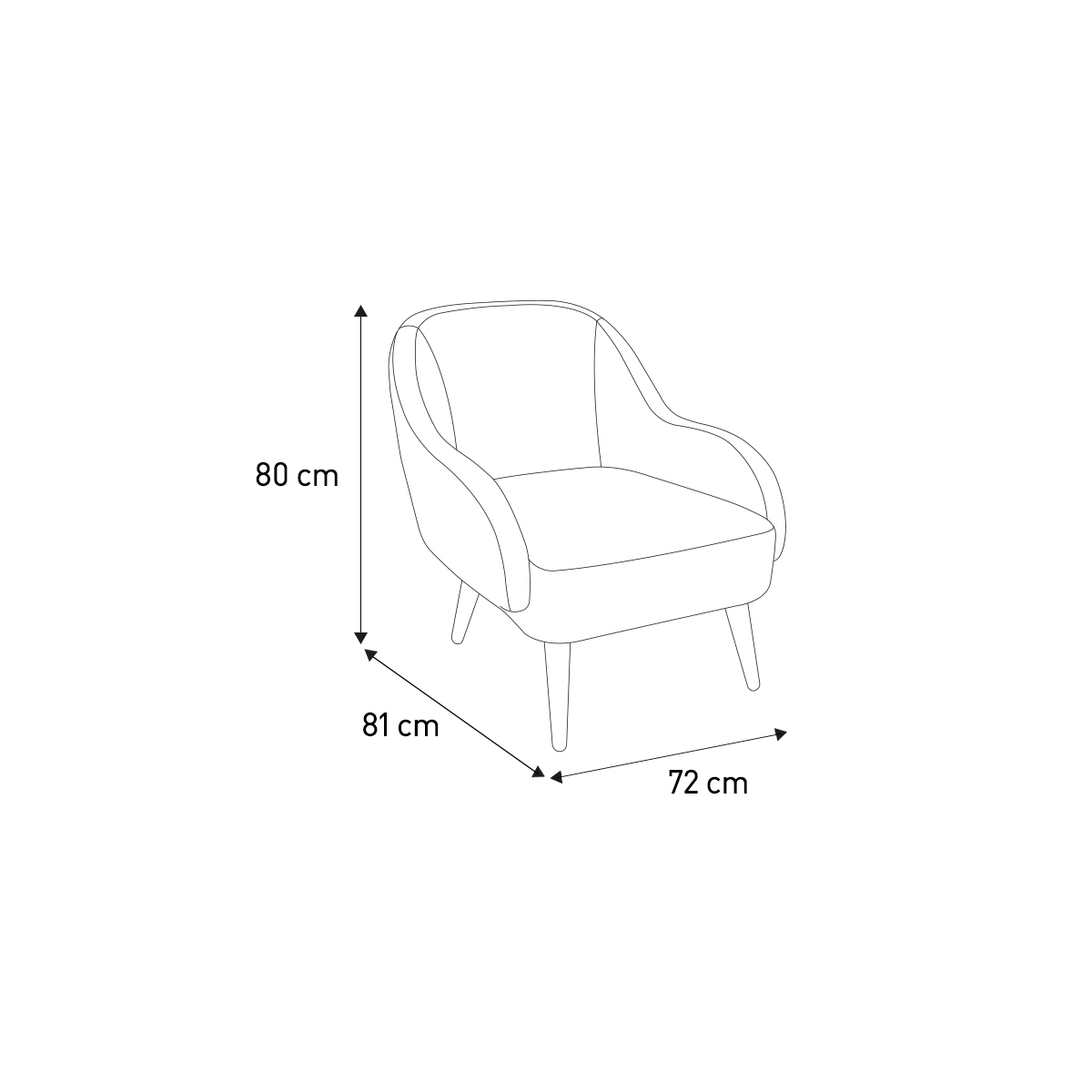 Momo Charcoal Grey FaBric Armchair With Wooden Legs, Charcoal – image 6