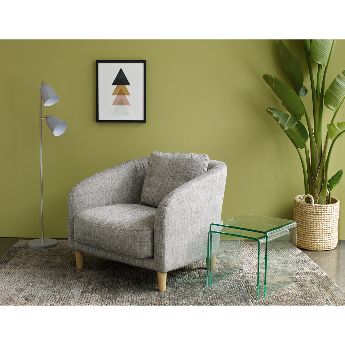 Colby Teal Green Wool Herringbone Armchair, Green – image 8