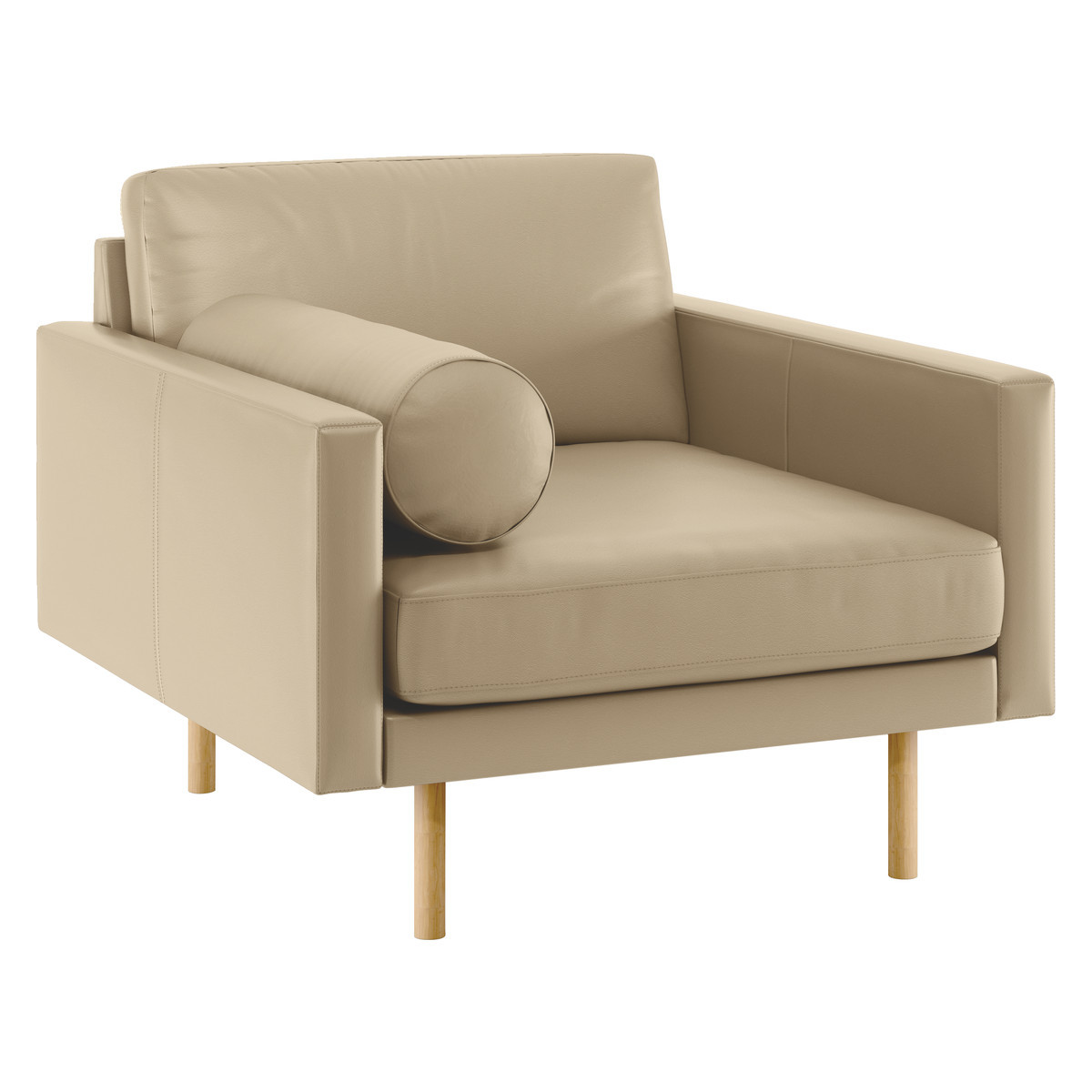 Spencer Stone Leather Armchair, Oak Legs, Stone – image 3