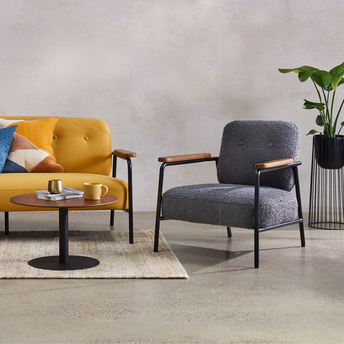 Cooper Charcoal Grey Boucle Armchair, Charcoal – image 2