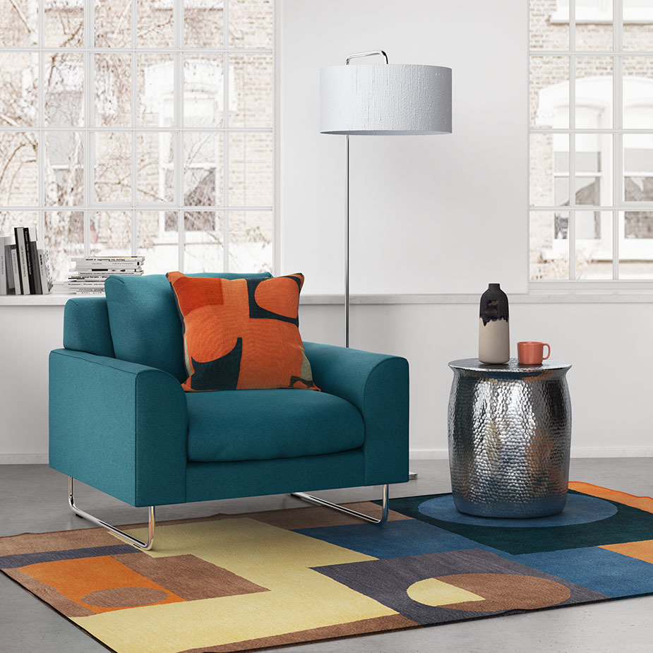 Lyle Charcoal Grey Herringbone Wool Mix Armchair, Charcoal – image 7