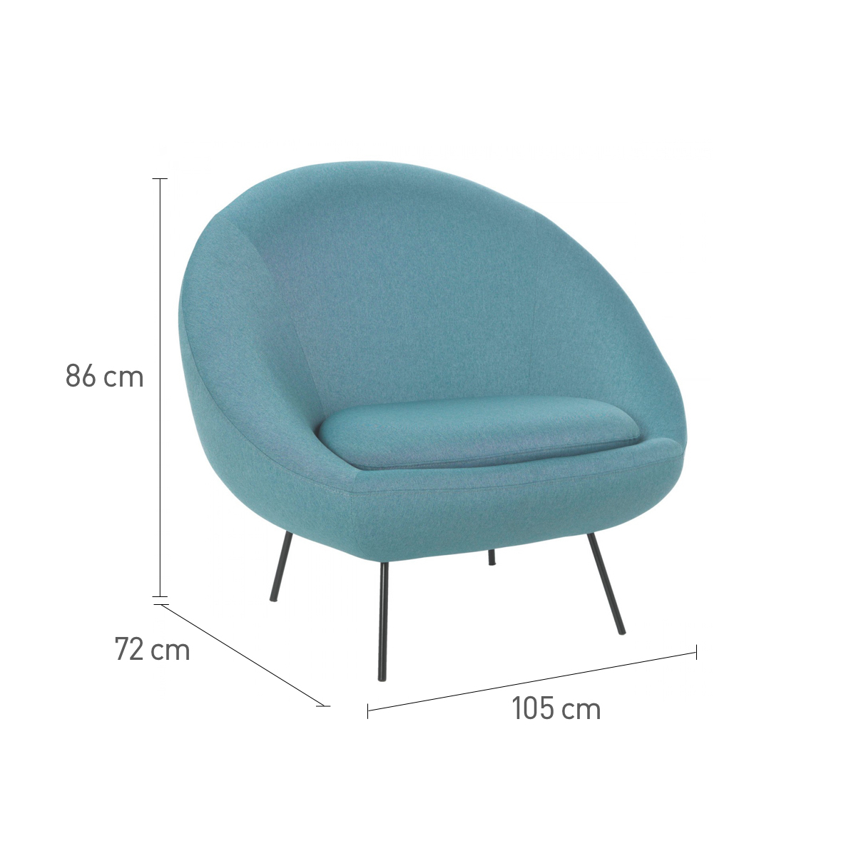 Misty Teal Blue Acor FaBric Armchair, Blue – image 7
