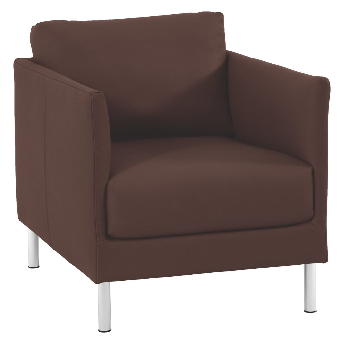 Hyde Brown Premium Leather Armchair, Metal Leg, Brown – image 3