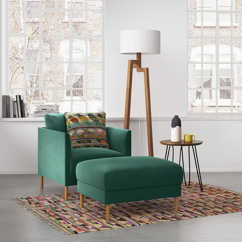 Hyde Natural FaBric Armchair, Metal Legs, Natural – image 9