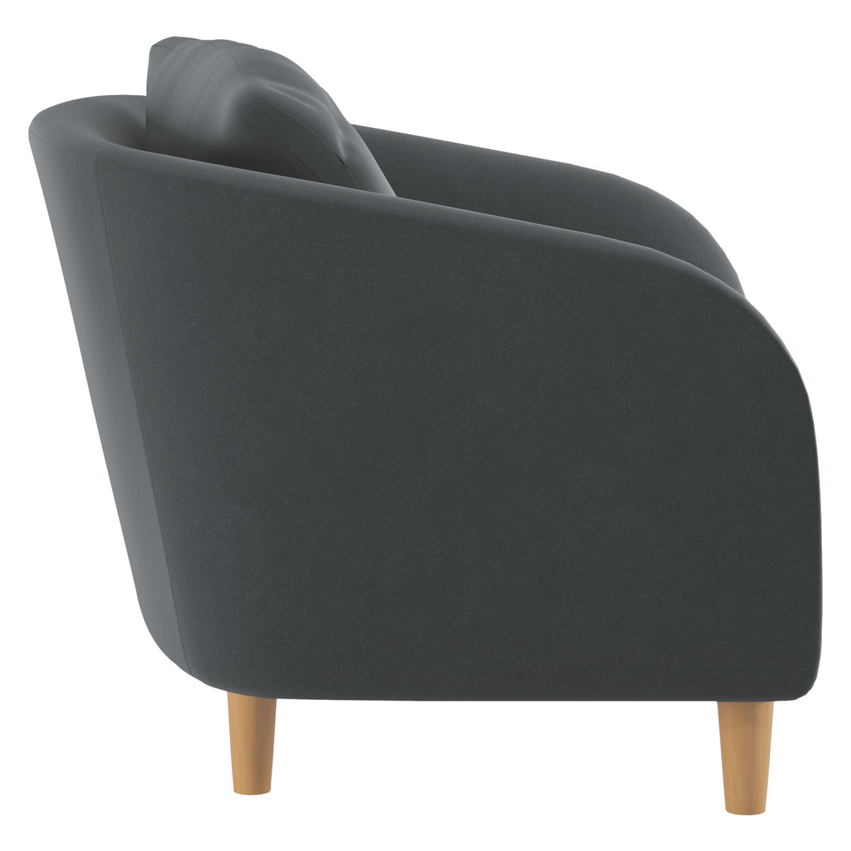 Colby Grey Velvet Armchair, Wooden Feet, Grey – image 4