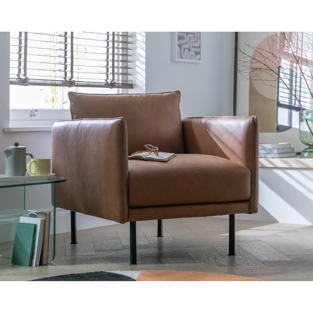 Habitat Moore Leather Armchair - Tan – image 3