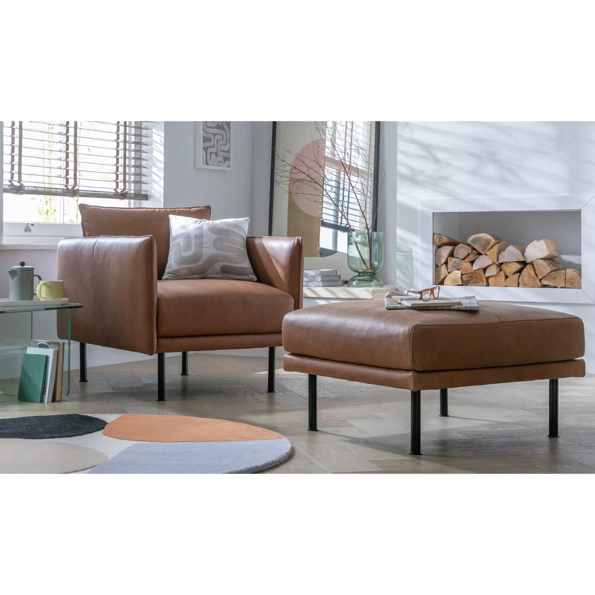 Habitat Moore Leather Armchair - Tan – image 10