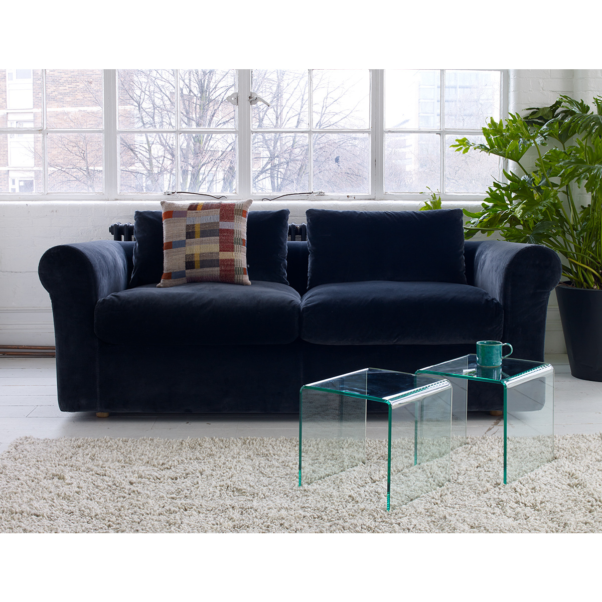 Louis Dark Grey Velvet Compact Sofa, Grey – image 3