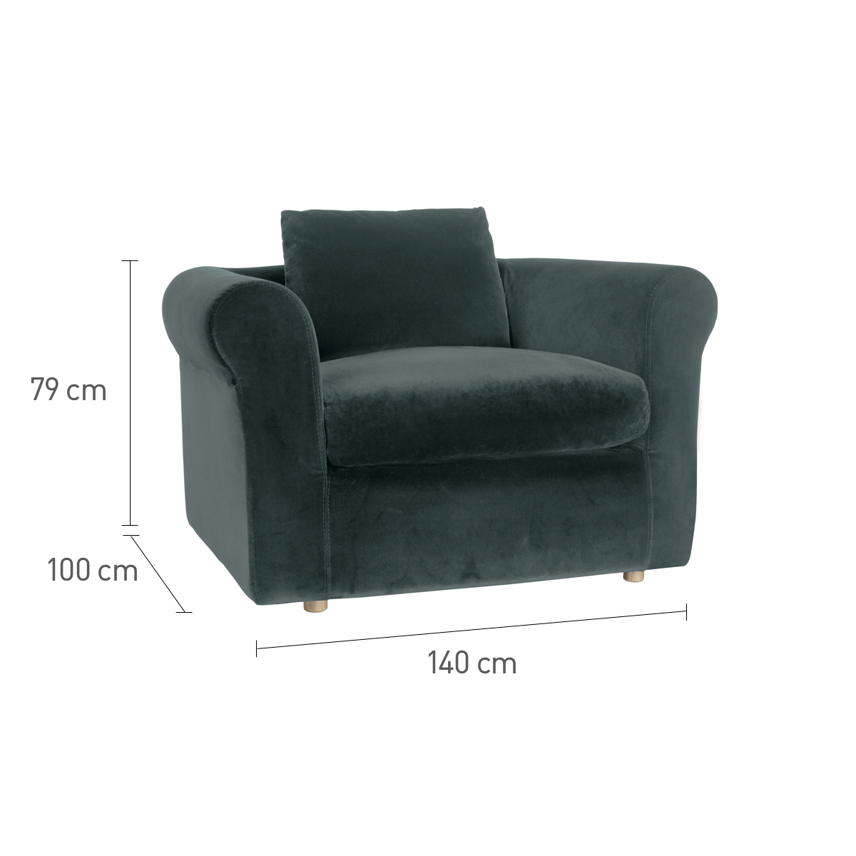 Louis Dark Grey Velvet Compact Sofa, Grey – image 4