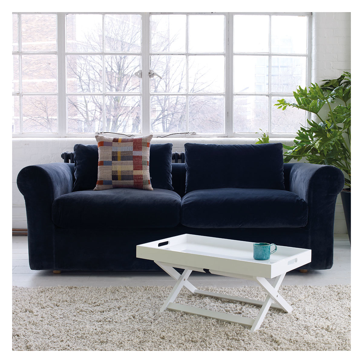 Louis Dark Grey Velvet Compact Sofa, Grey – image 5