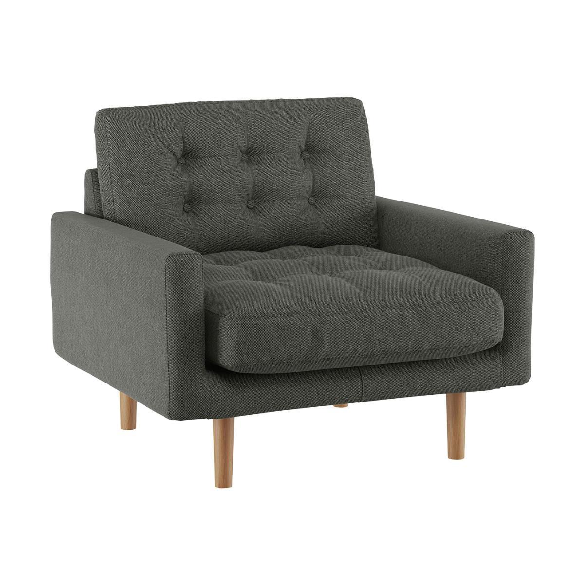 Habitat Fenner Charcoal Fabric Buttoned Armchair – image 1