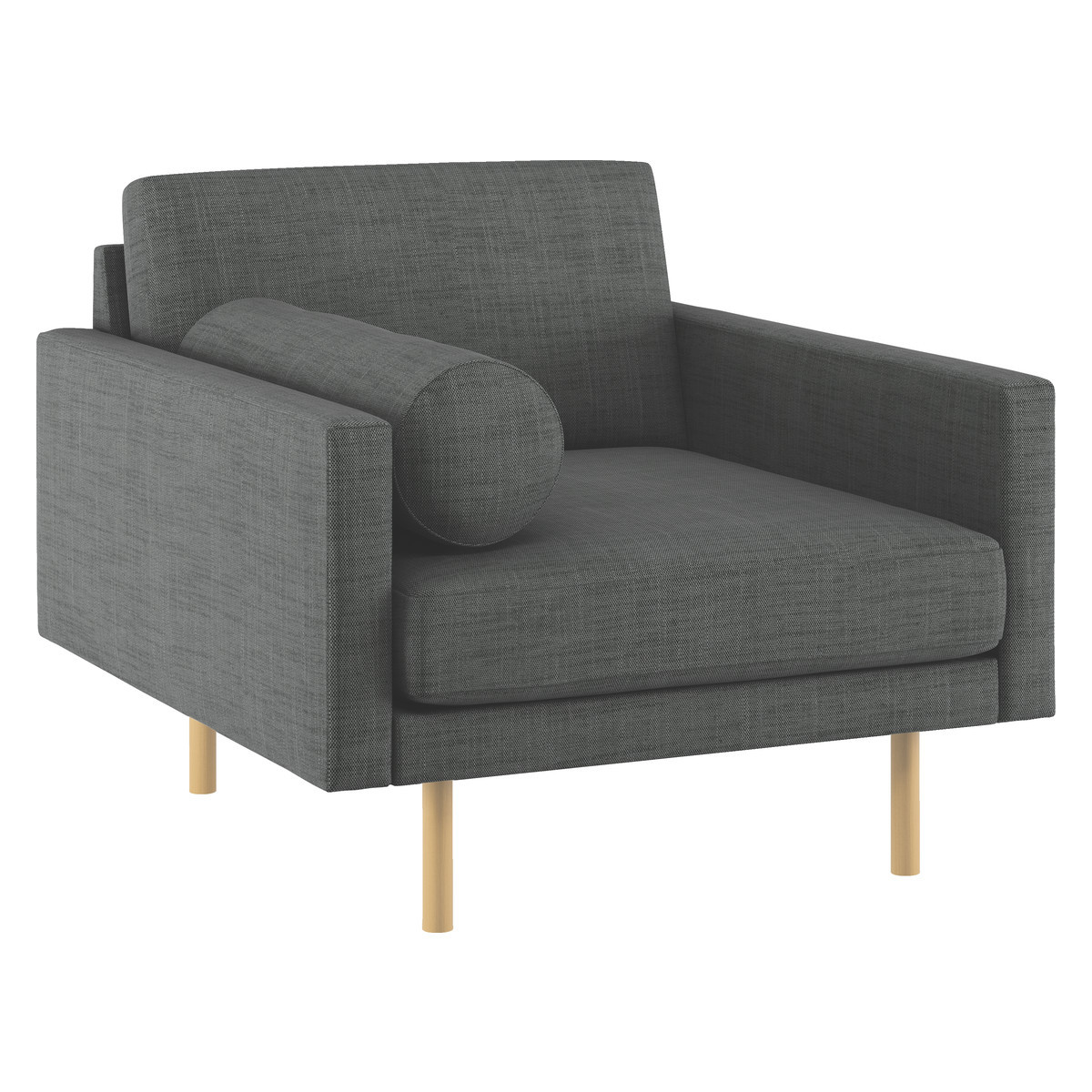 Spencer Charcoal Grey Italian Woven FaBric Armchair, Oak Legs, Charcoal – image 3