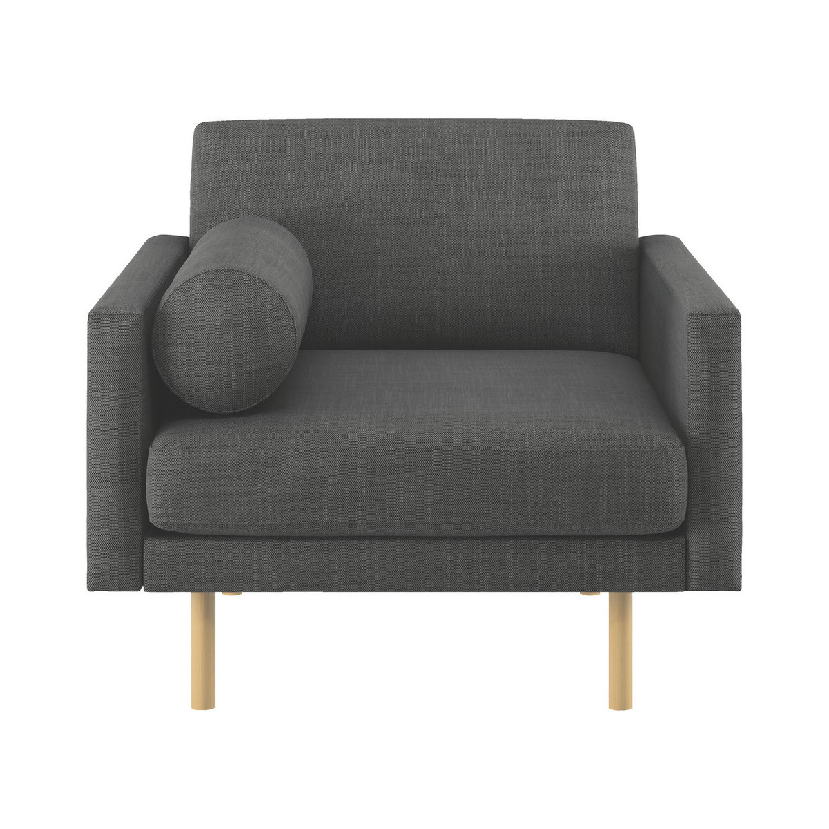 Spencer Charcoal Grey Italian Woven FaBric Armchair, Oak Legs, Charcoal – image 1