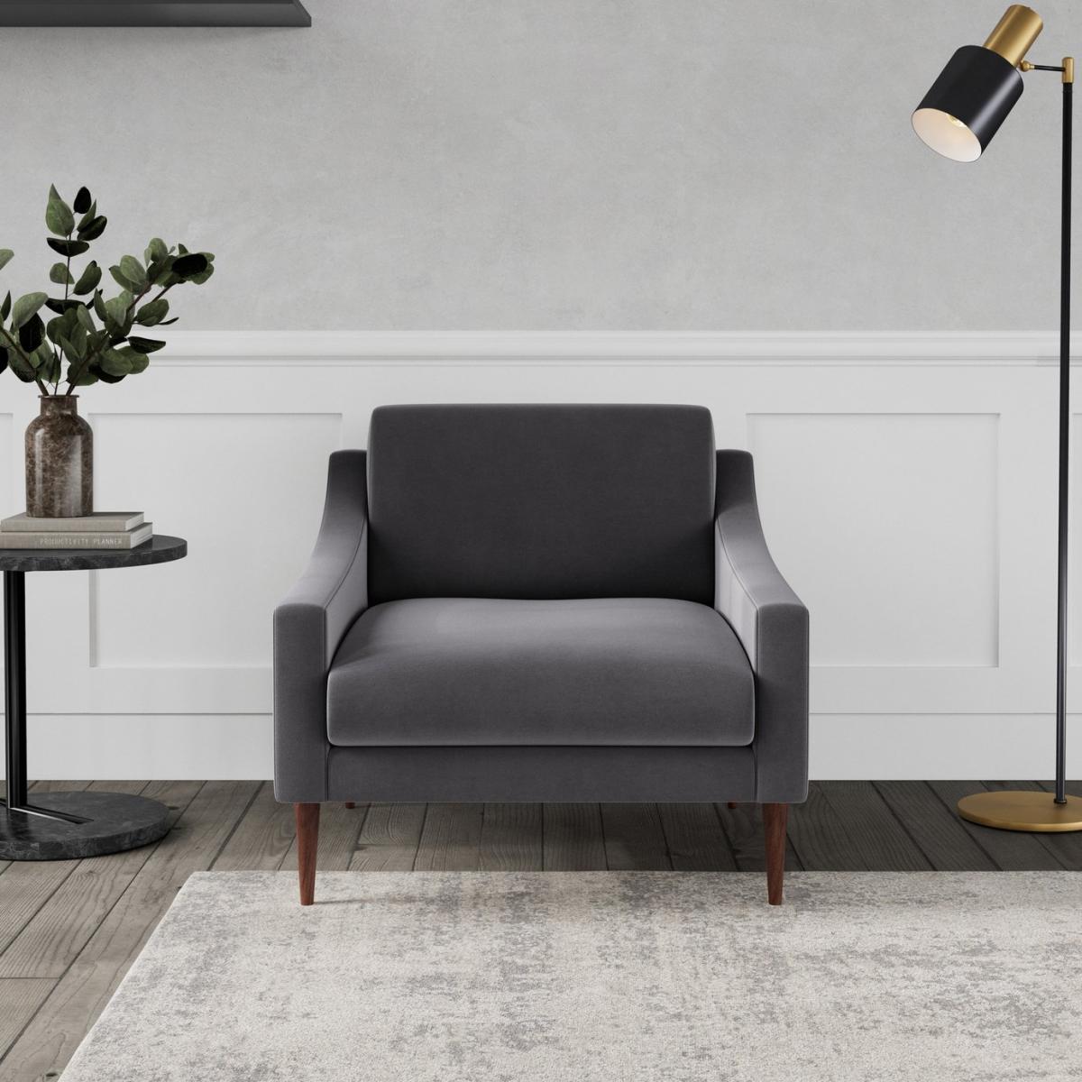 Swoon Turin Velvet Armchair - Granite Grey – image 3