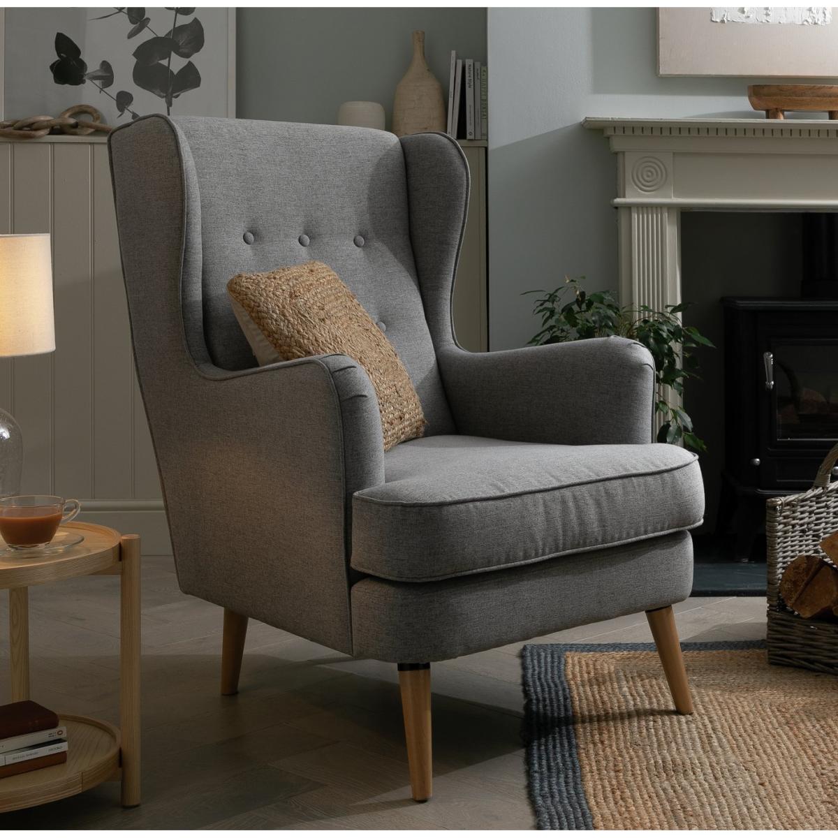 Habitat Callie Self Assembly Fabric Wingback Chair - Grey – image 3