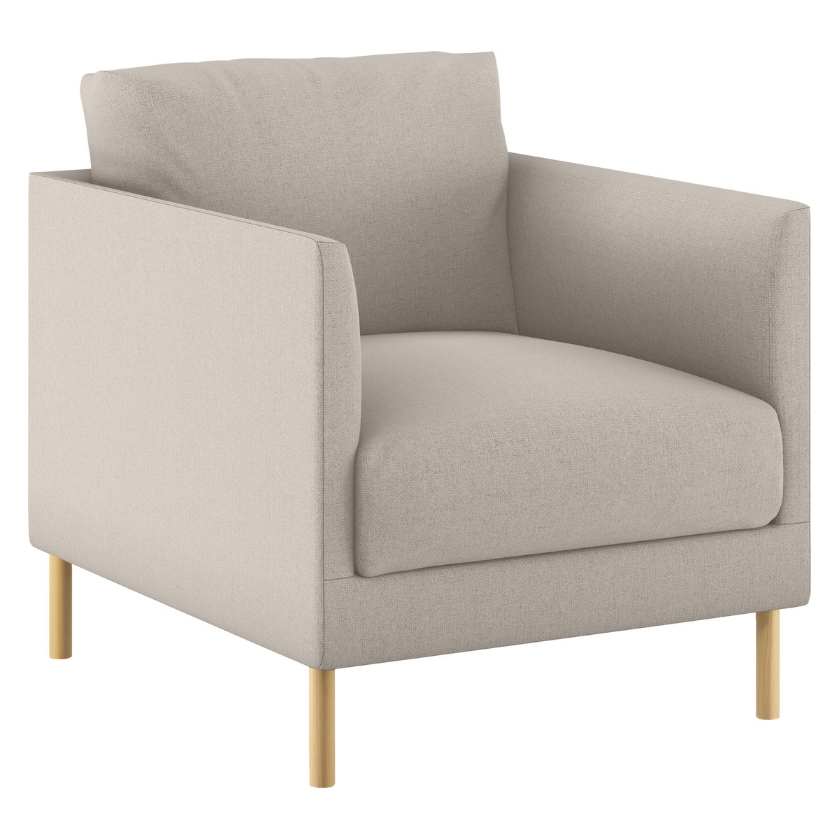 Hyde Natural Textured Woven FaBric Armchair, Wooden Leg, Natural – image 3