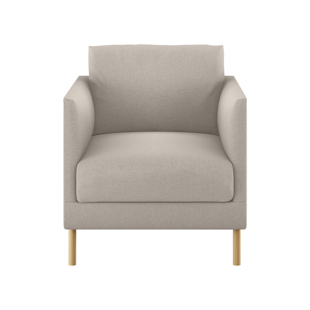 Hyde Natural Textured Woven FaBric Armchair, Wooden Leg, Natural – image 1