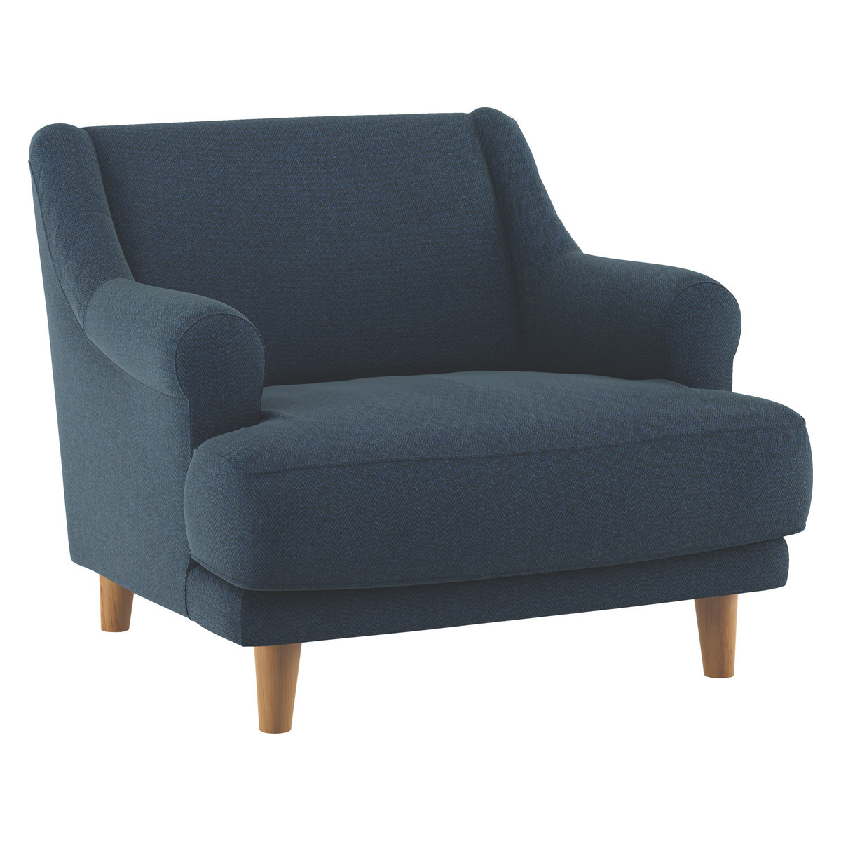 Townsend Navy Blue Herringbone Wool Mix Armchair, Navy – image 4