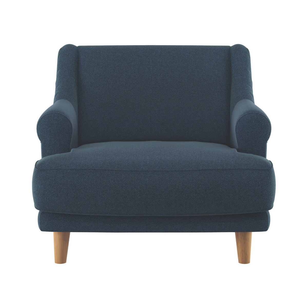 Townsend Navy Blue Herringbone Wool Mix Armchair, Navy – image 1