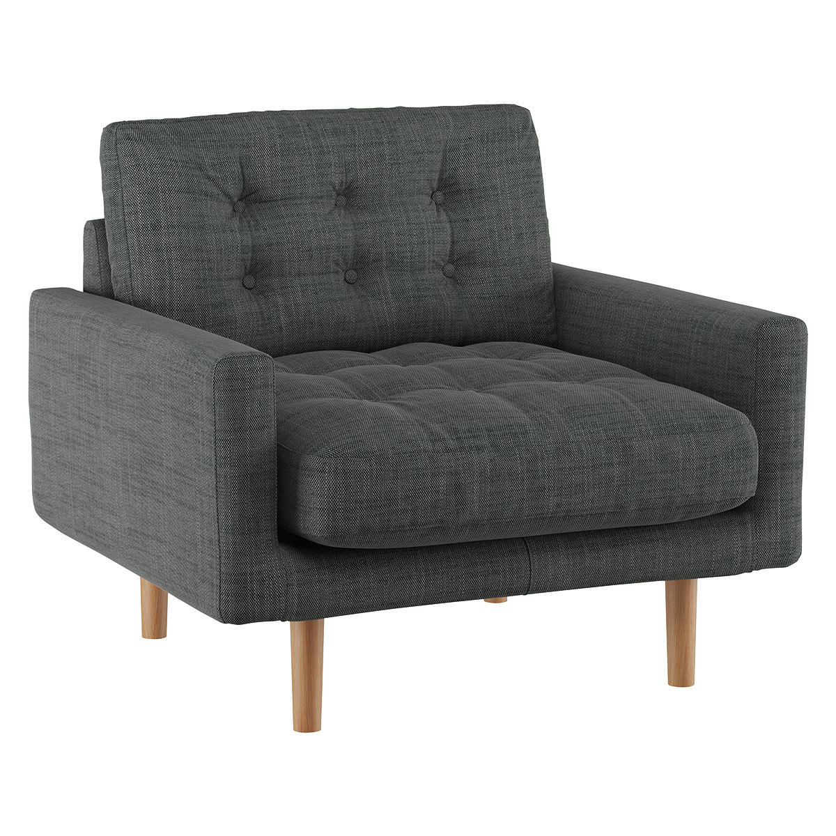 Fenner Charcoal Grey Italian Woven FaBric Armchair, Charcoal – image 3