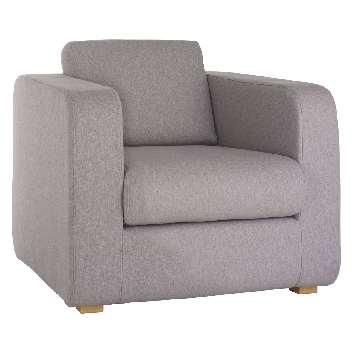 Porto Grey FaBric Armchair, Wooden Feet, Grey – image 3