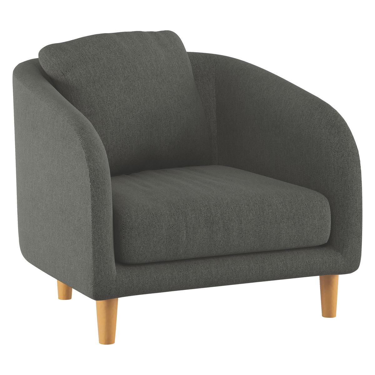 Colby Charcoal Grey FaBric Armchair, Wooden Feet, Charcoal – image 3
