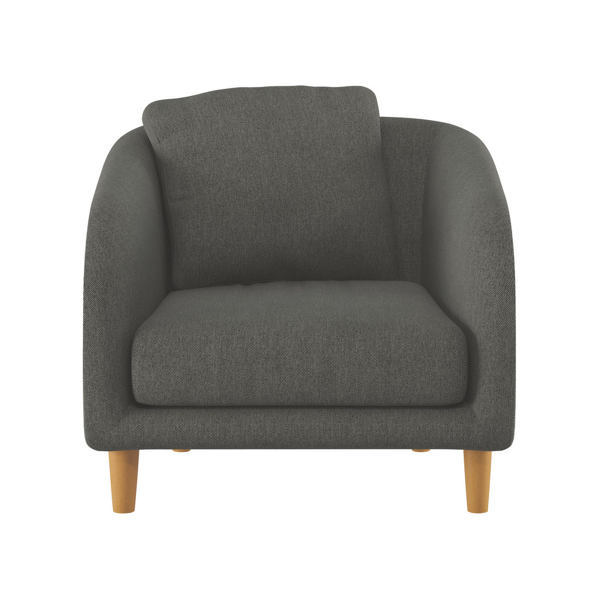 Colby Charcoal Grey FaBric Armchair, Wooden Feet, Charcoal – image 1