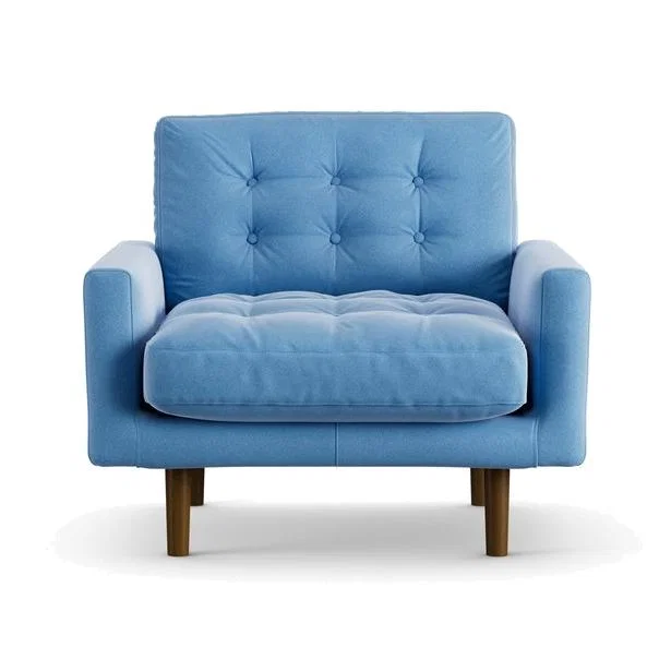 Habitat Fenner Velvet Armchair - Sky Blue - Dark Leg – image 1