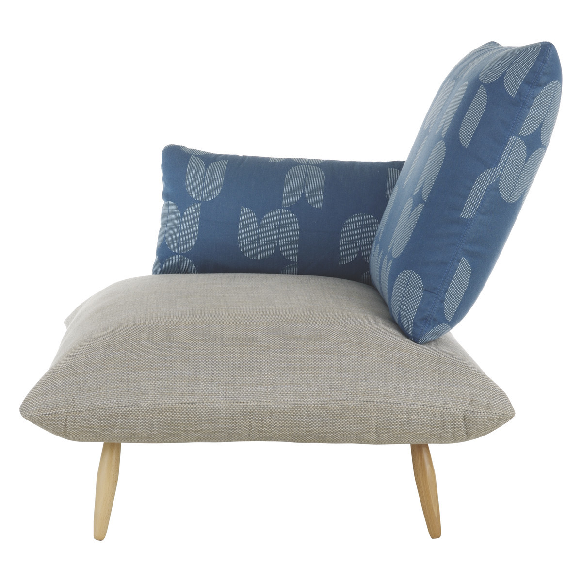 Naoko Grey And Blue Patterned FaBric Armchair, Grey – image 2