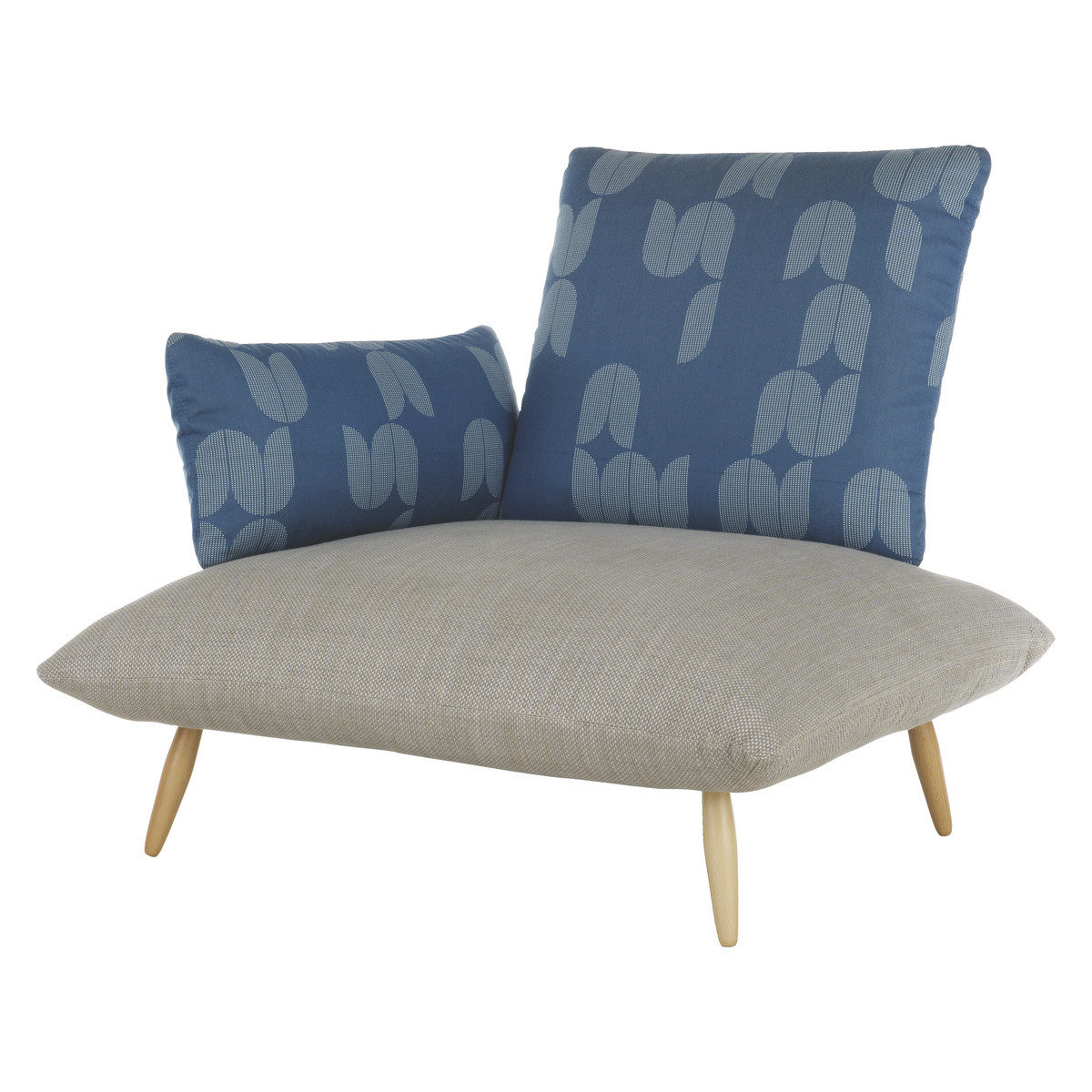 Naoko Grey And Blue Patterned FaBric Armchair, Grey – image 3
