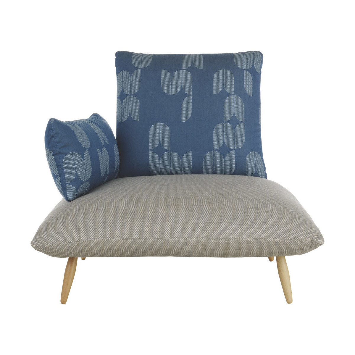 Naoko Grey And Blue Patterned FaBric Armchair, Grey – image 1