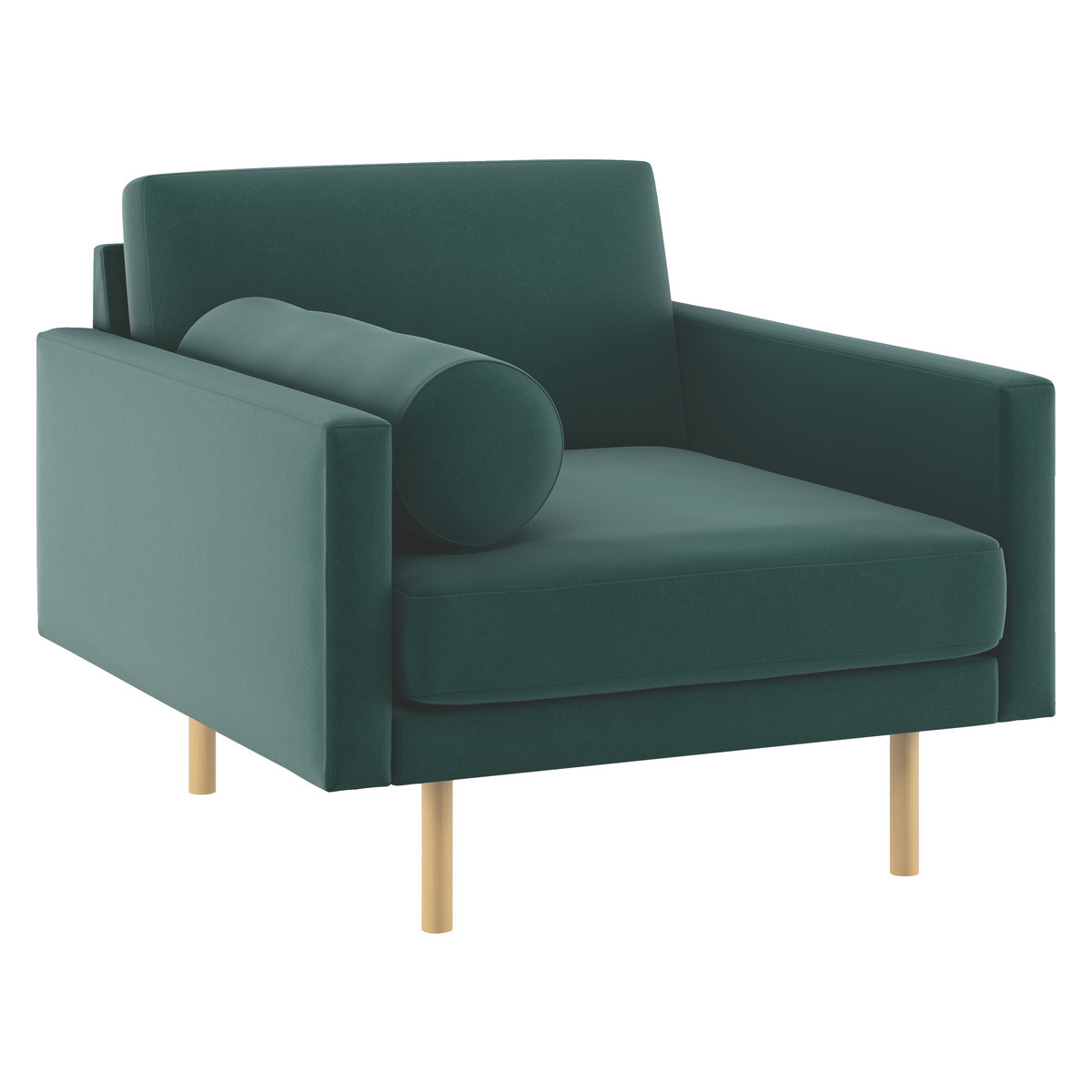 Spencer Emerald Green Velvet Armchair, Oak Legs, Green – image 3