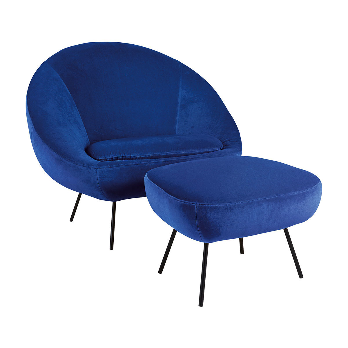 Misty Cobalt Blue Velvet Armchair, Blue – image 3