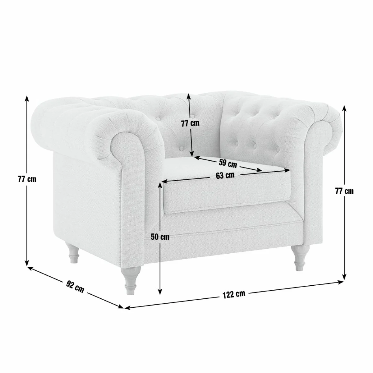 Habitat Chesterfield Fabric Armchair - Natural – image 8