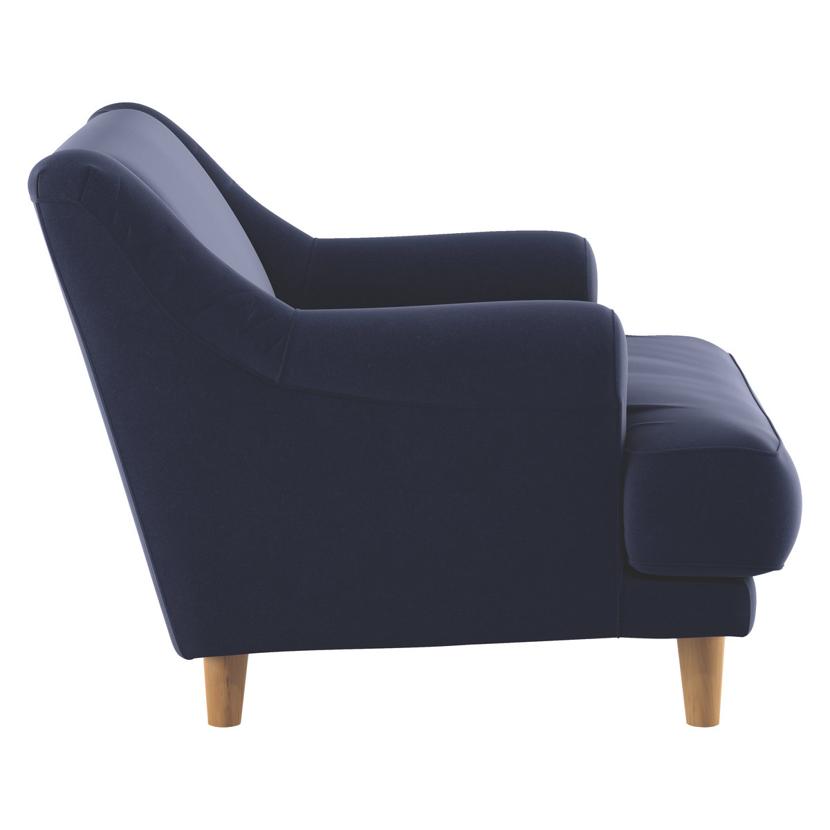 Townsend Navy Blue Velvet Armchair With Wooden Legs, Dark Blue – image 3