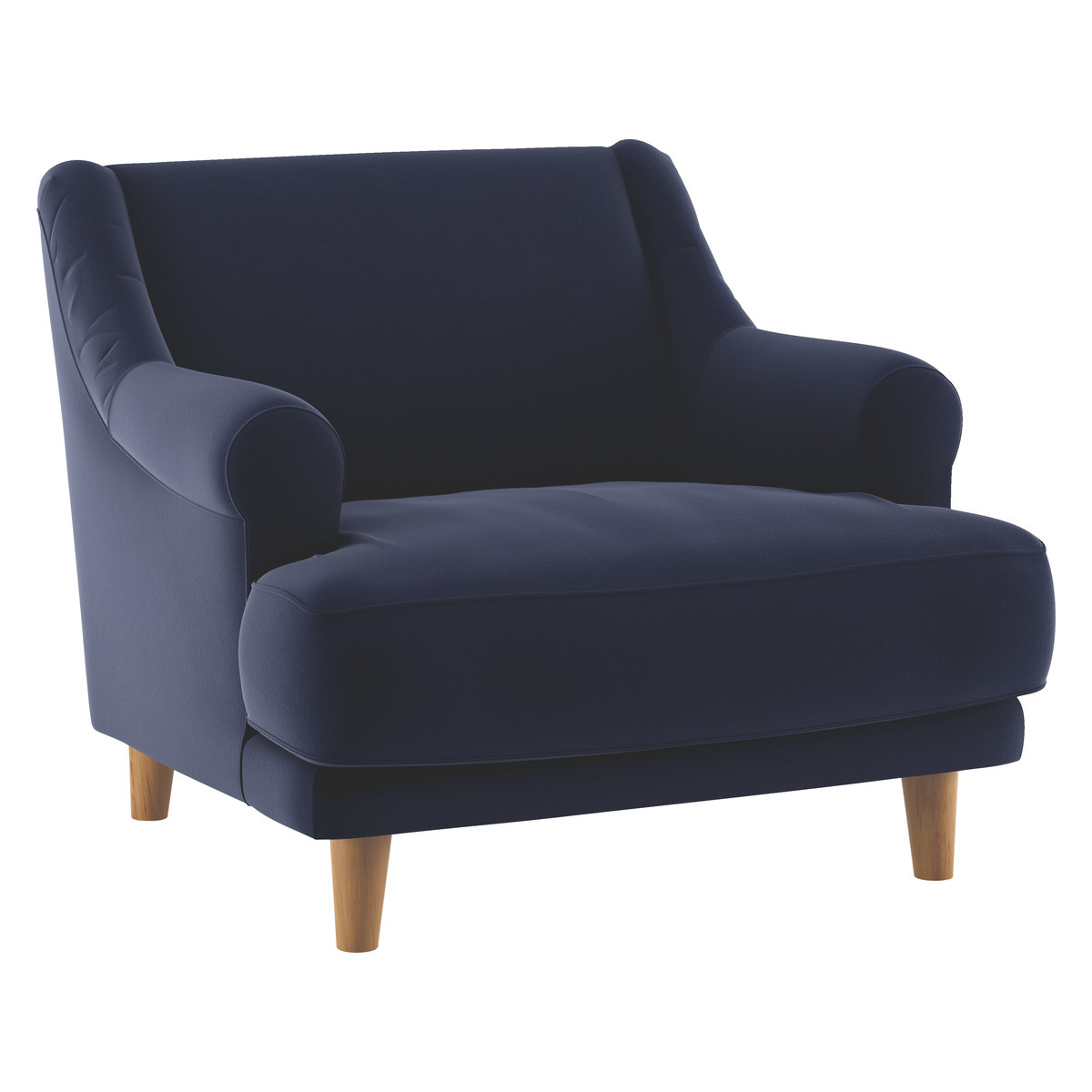 Townsend Navy Blue Velvet Armchair With Wooden Legs, Dark Blue – image 4