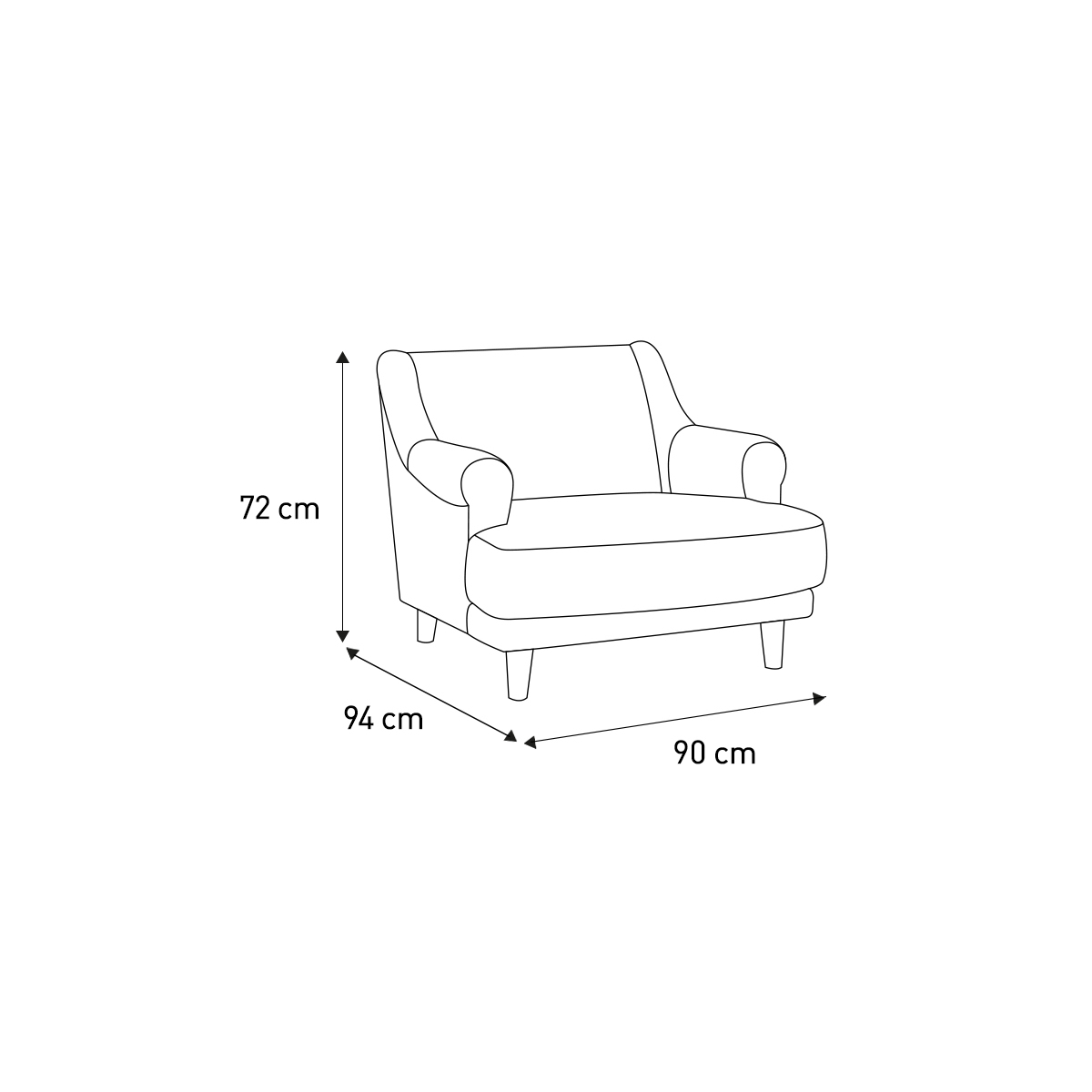 Townsend Navy Blue Velvet Armchair With Wooden Legs, Dark Blue – image 7
