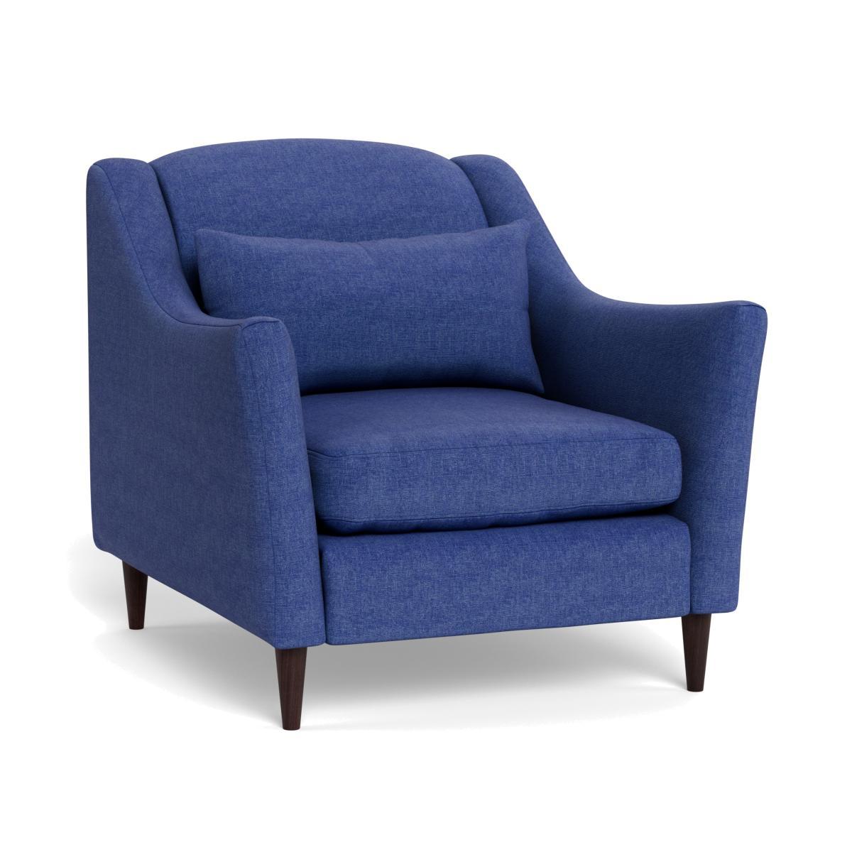 Heal's Somerset Armchair Brushed Cotton Cobalt Dark Stain Feet - Heal's UK Furniture – image 1