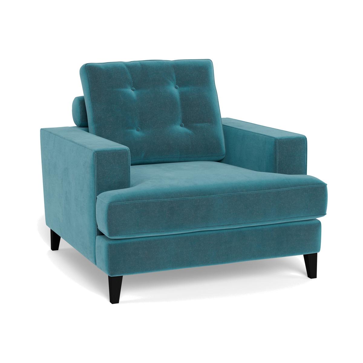 Heal's Mistral Armchair Smart Luxe Velvet Airforce Blue Natural Feet – image 1