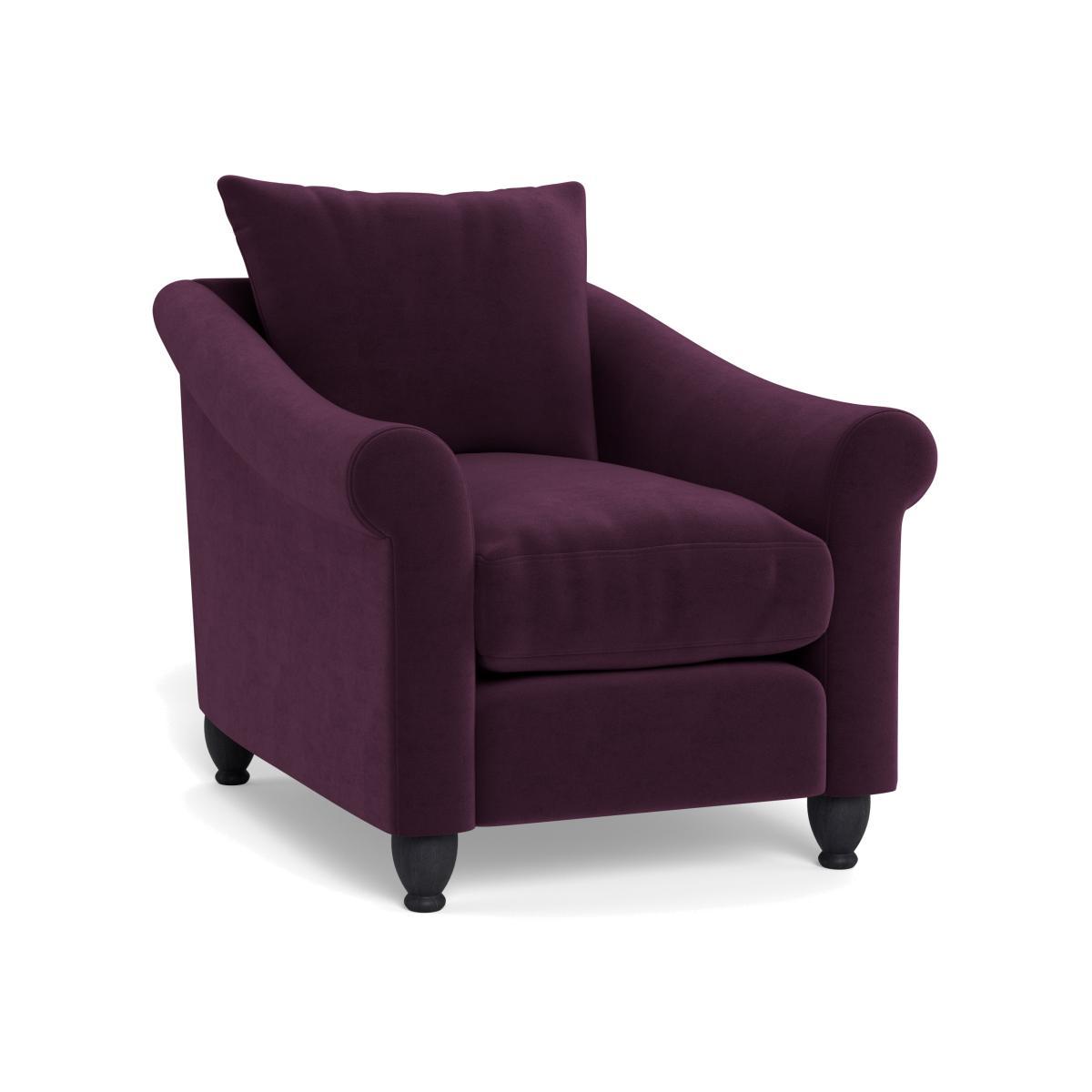 Heal's Devon Armchair Velvet Grape Walnut Stain Beech Feet - Heal's UK Furniture – image 1